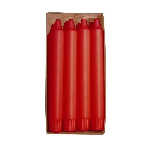 PAPSTAR 8 Crown Candles Ø 2,4 cm · 20 cm rød lavet af 100 % stearin | Papptray (8 stykker)