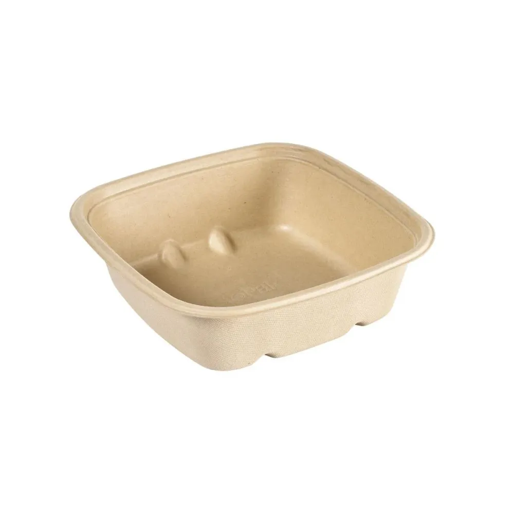 Cube Bowl 900 ml square - uncoated Braun Bagasse 181x181x54 | Packung (40 Stück)