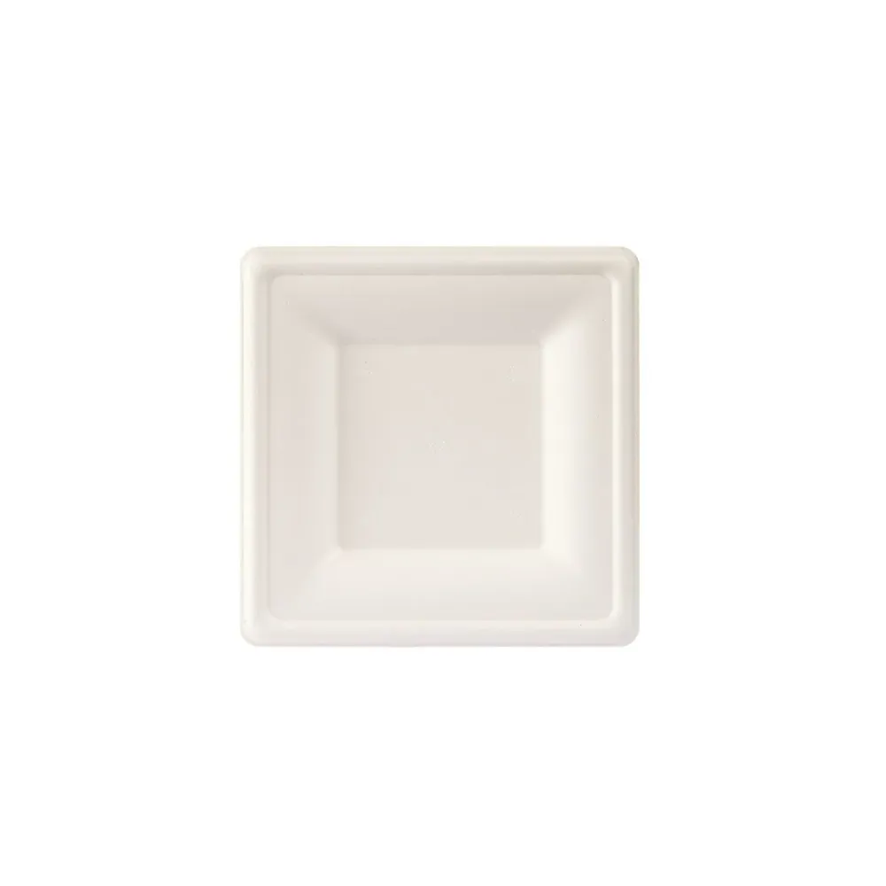 Plate, square 16x16 cm white - uncotated white bagasse 160x160 | Pack (50 pieces)