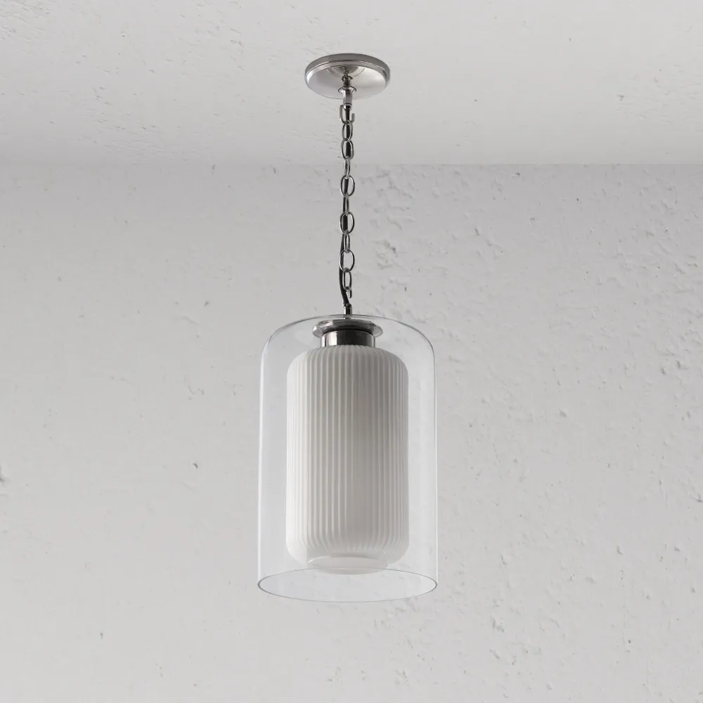 Windsor Medium Pendant Light Opal Čiré sklo - Polished Nickel