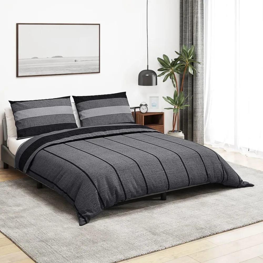 Sada ložního prádla 140 x 200 cm bavlna tmavě šedá