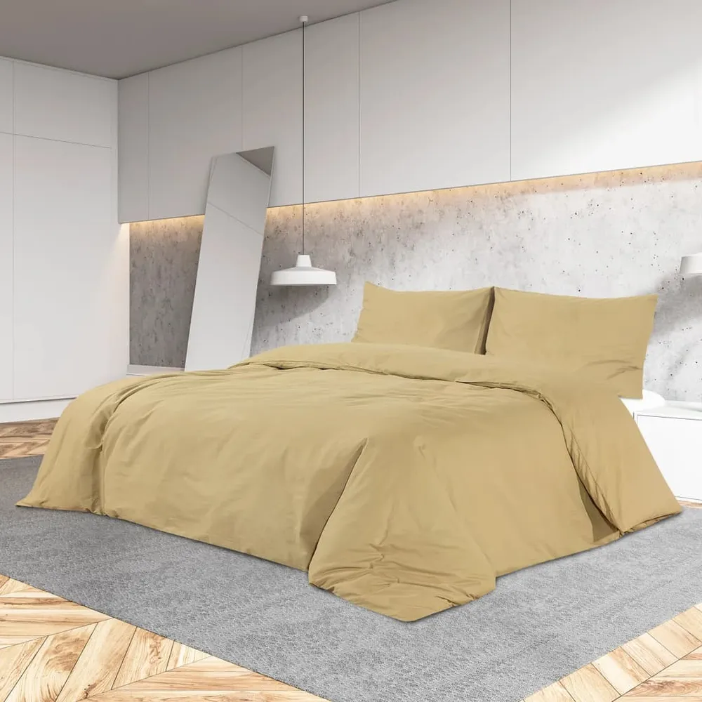 Sada ložního prádla 225 x 220 cm lehké mikrovlákno taupe