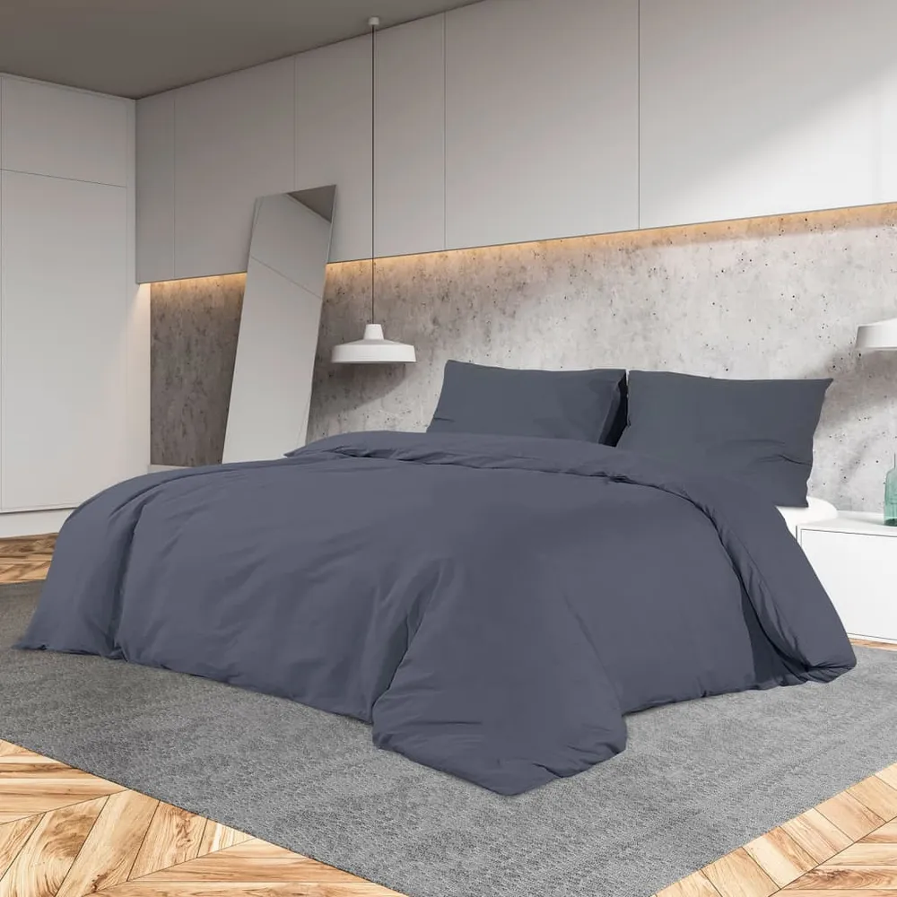 Sada ložního prádla 260 x 220 cm lehké mikrovlákno antracitová