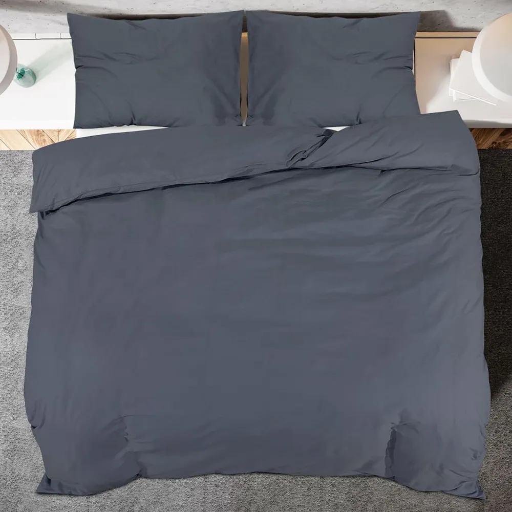 Sada ložního prádla 260 x 240 cm lehké mikrovlákno antracitová