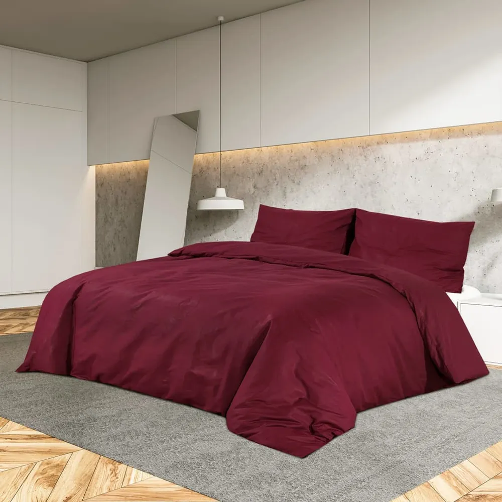 Sada ložního prádla bordó 200 x 200 cm lehké mikrovlákno červená
