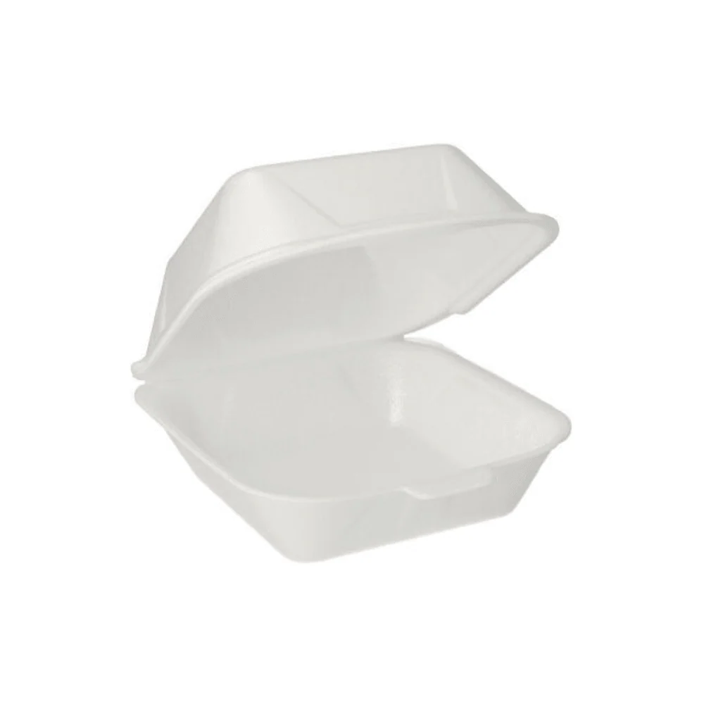 Starpak Burger Boxes met een scharnierende deksel gemaakt van XPS 14,5 x 15,5 cm wit | Krimpfilm (125 stuks)