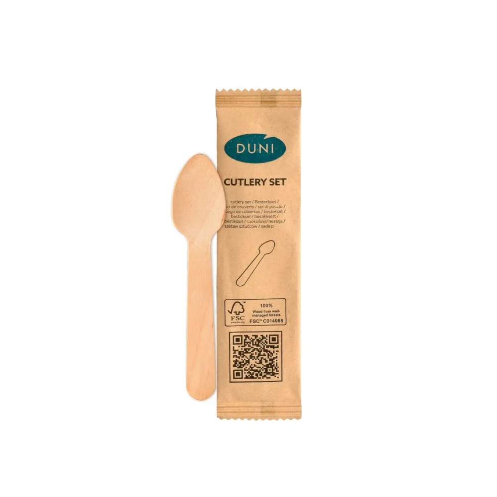 1/1 kaffesked 110 mm, trä, individuellt förpackat naturligt vaxat 110 | Pack (250 stycken)
